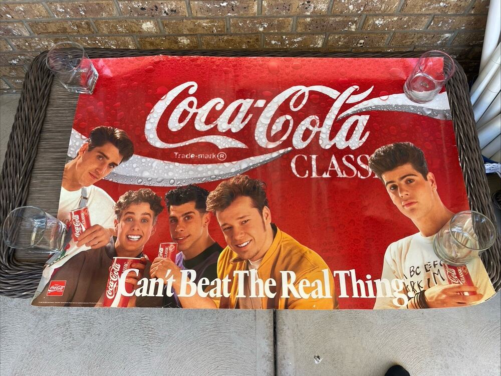 Coca-Cola Vintage 1990 Advertising Poster Featuring New Kids On The Block 34x22